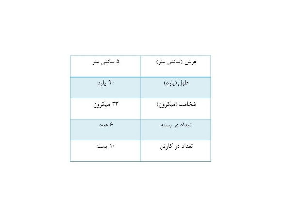 تصویر چسب پهن عرض 5 سانتی متر ضخامت 33 میکرون طول 90 یارد (کارتن 60 عددی)